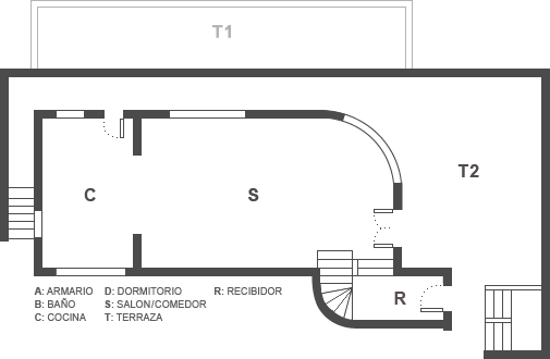 Floor plan of the first floor of the house.